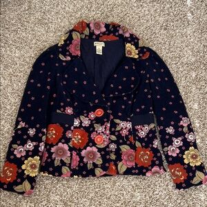 Anthropologie Navy Floral Blazer